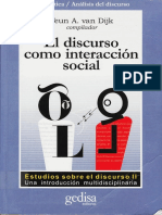 El Discurso Como Interaccion Social, Van Dijk Comp, 2001