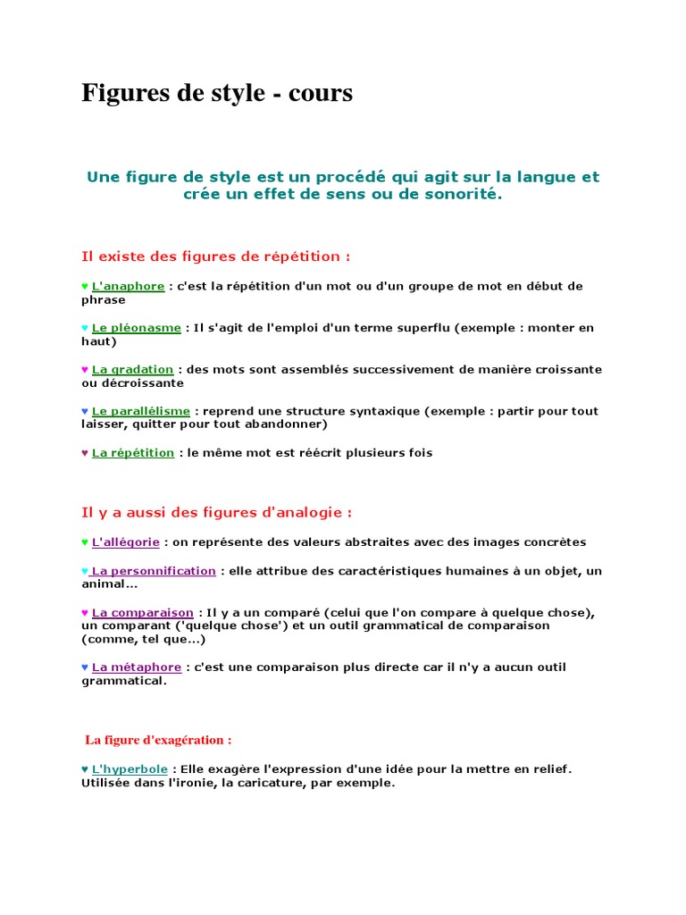 Figures De Style Pdf Mecanismes De La Poesie Rhetorique