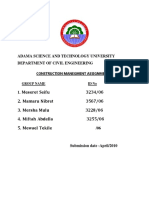 Meseret Seifu 3234/06: Construction Manegment Assignment - I