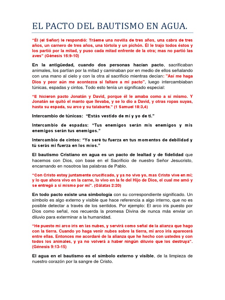 El Pacto Del Bautismo en Agua | PDF | Bautismo | Cristo (título)