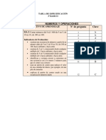 Tabla de Especificación Mat Ter