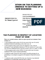 Presentation On Tax Planning With Referrence To Setting Up A New Business