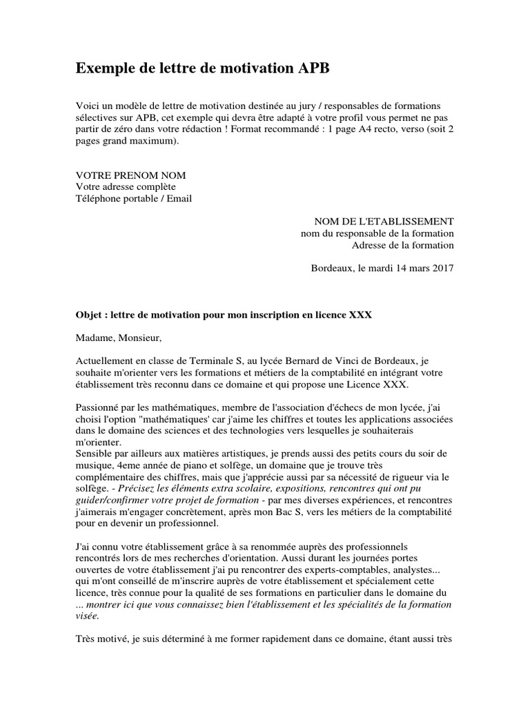 Lettre De Motivation Sur 2 Pages Ou Recto Verso  Exemple de Lettre