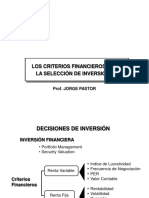 Criterio Financieros para Seleccion de Inversiones