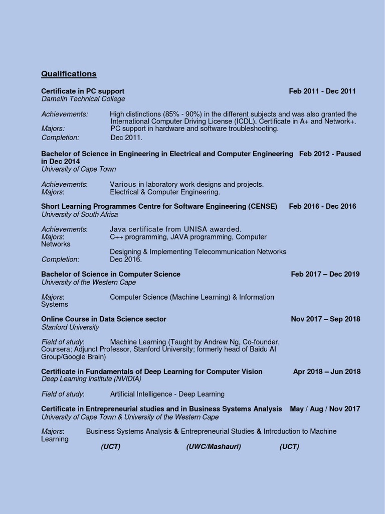 Comprehensive IT Qualifications Overview | PDF