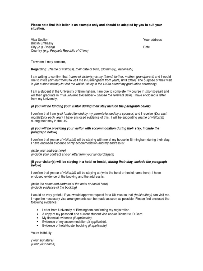Visitor Visa Letter  PDF  Travel Visa  National Security
