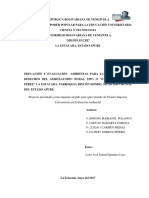 Educación y Evaluación Ambiental para La Gestión de Los Desechos Del Ambulatorio Rural Tipo Ii "Otilia Solano de Pérez" La Estacada, Parroquia Rincón Hondo, Municipio Muñoz Del Estado Apure.