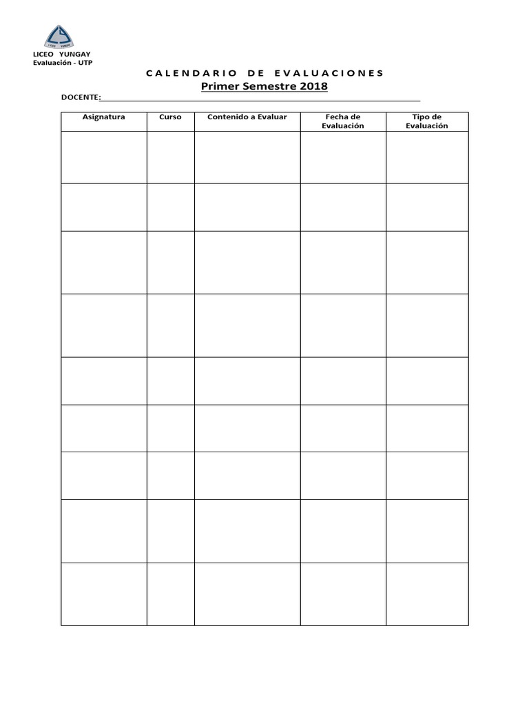 Descarga tu calendario de evaluaciones imprimible ahora
