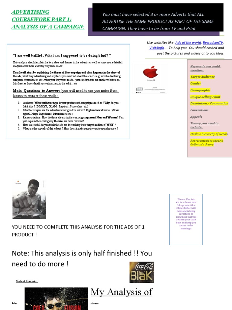 Advertising Course Work Part 1 | PDF | Advertising | Target Audience