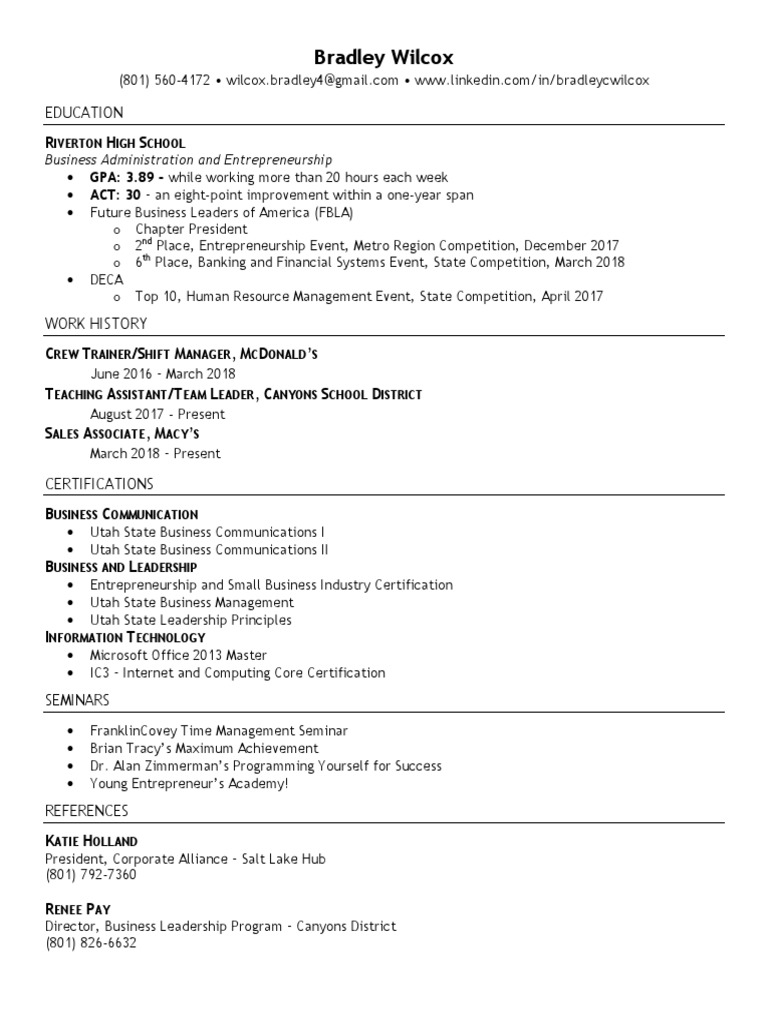 Bradley Wilcox Education PDF