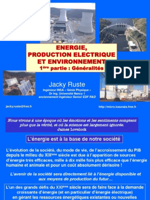 Energie Production Électrique Et Environnement, PDF, Économie énergétique