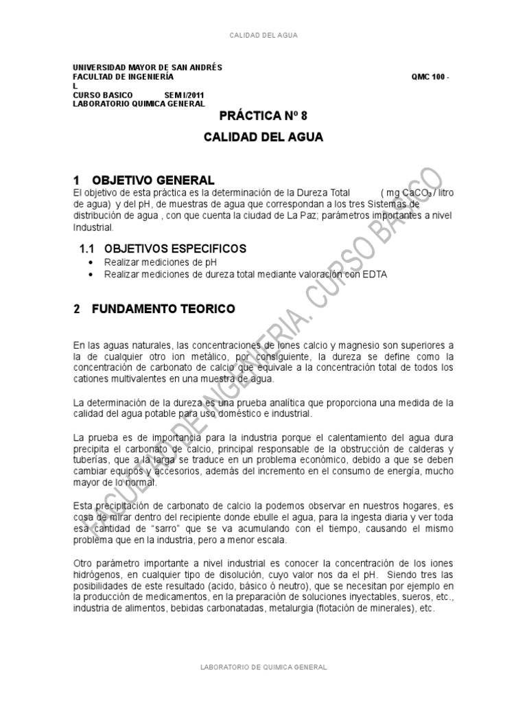 PRACTICA No 8 CALIDAD DEL AGUA | PDF | Hogar, jardinería y bricolaje ...