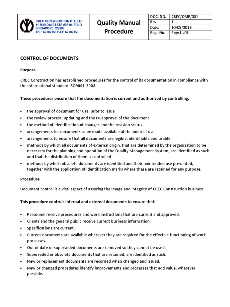 Document Control Procedures at CREC | PDF | Audit | Internal Audit