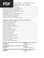 SUJEITO GRAMATICAL - exercicios