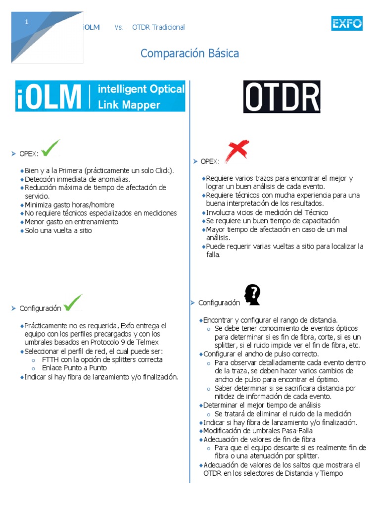 Comparativa iOLM y OTDR Tradicional | PDF | Medición | Informática y ...