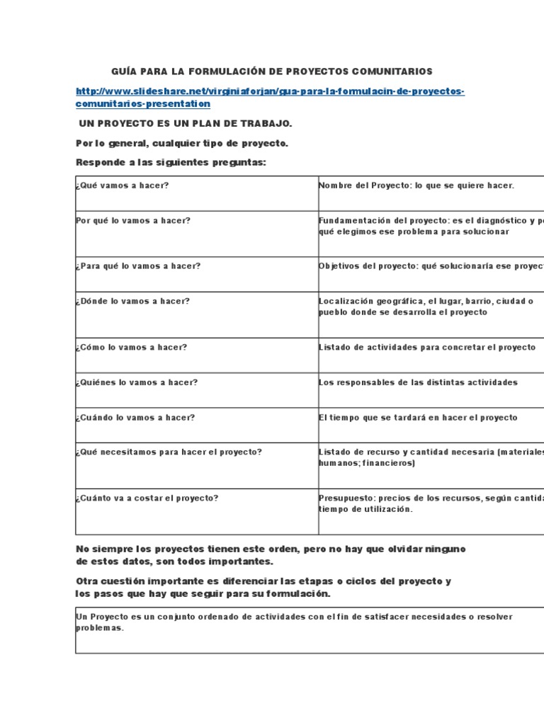 Guía para Proyectos Comunitarios | PDF | Presupuesto | Gestión de ...