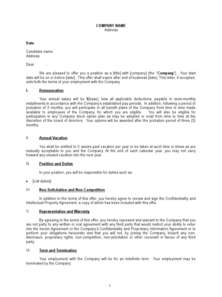 Job Offer Template | PDF | Employment | Salary