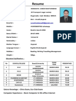 Resume: Extera Knowlage:-Chira Exam, Eco Club Exam Computer Experience: - Basic Computer in Ms Office Internet