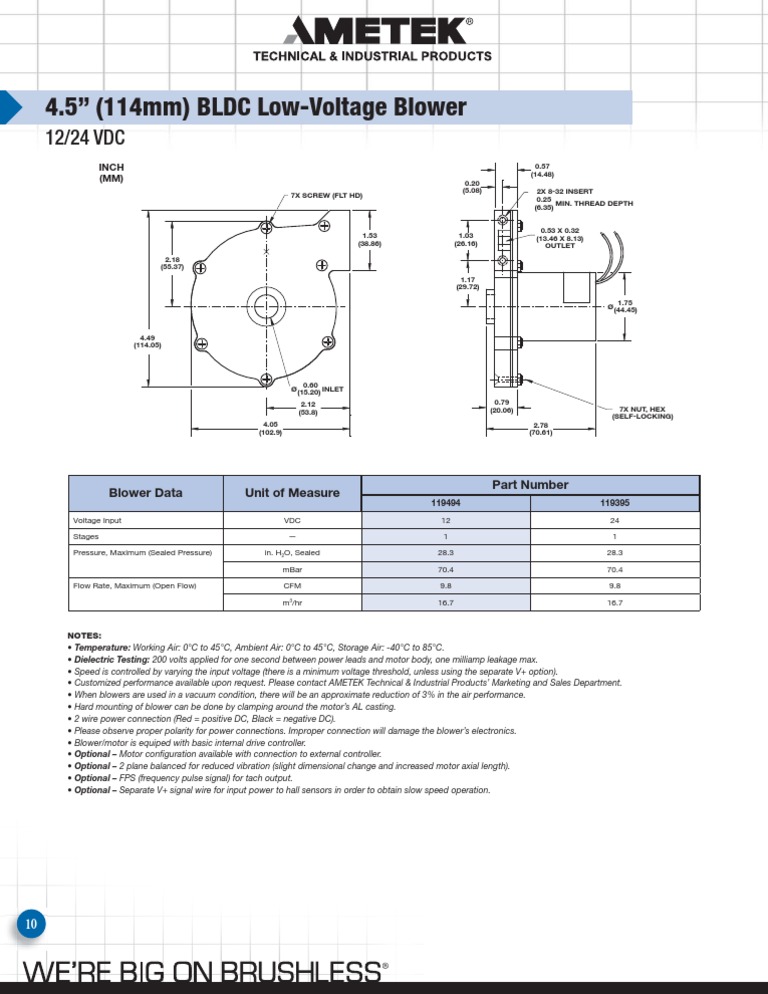4.5” BLDC Low-Voltage Blower Specs | PDF | Direct Current | Electrical ...