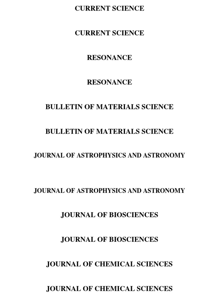 Current Science: Journal of Astrophysics and Astronomy | PDF