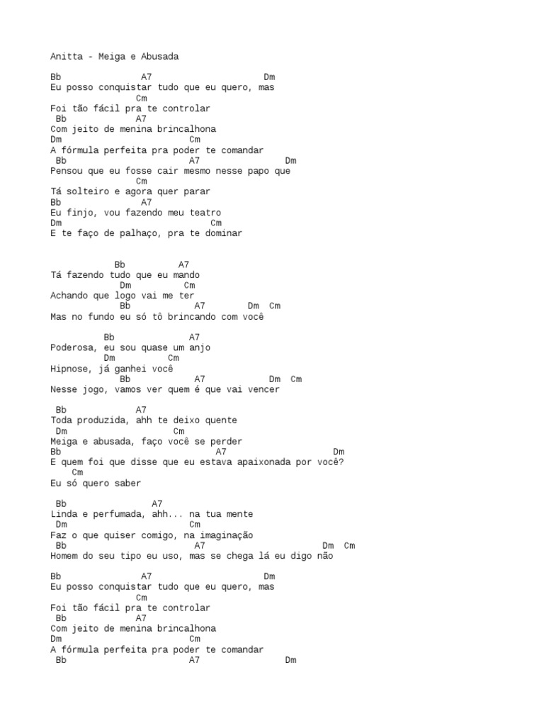 Anitta: Meiga e Abusada - Letra e Cifras | PDF