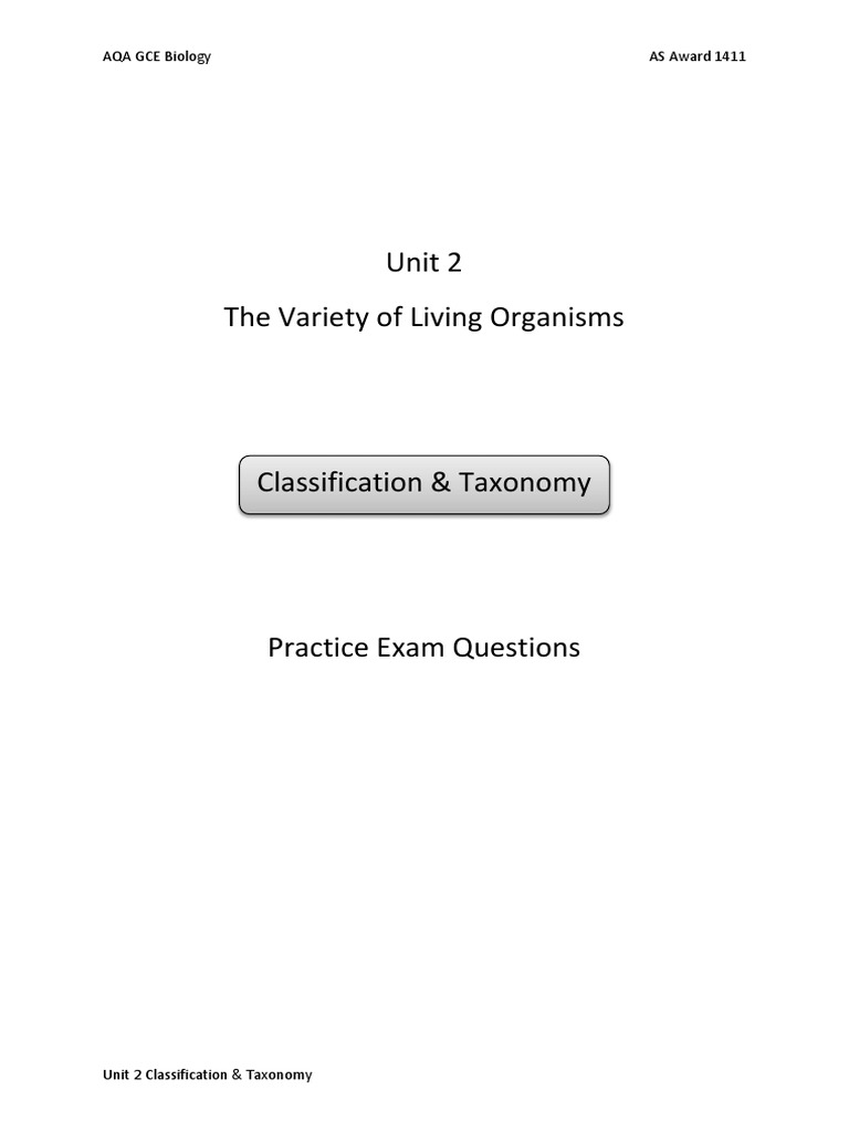 Unit 2 Classification | PDF | Taxonomy (Biology) | Biology