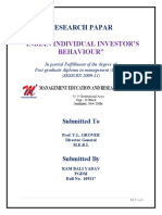 "Indian Individual Investor'S Behaviour": Research Papar