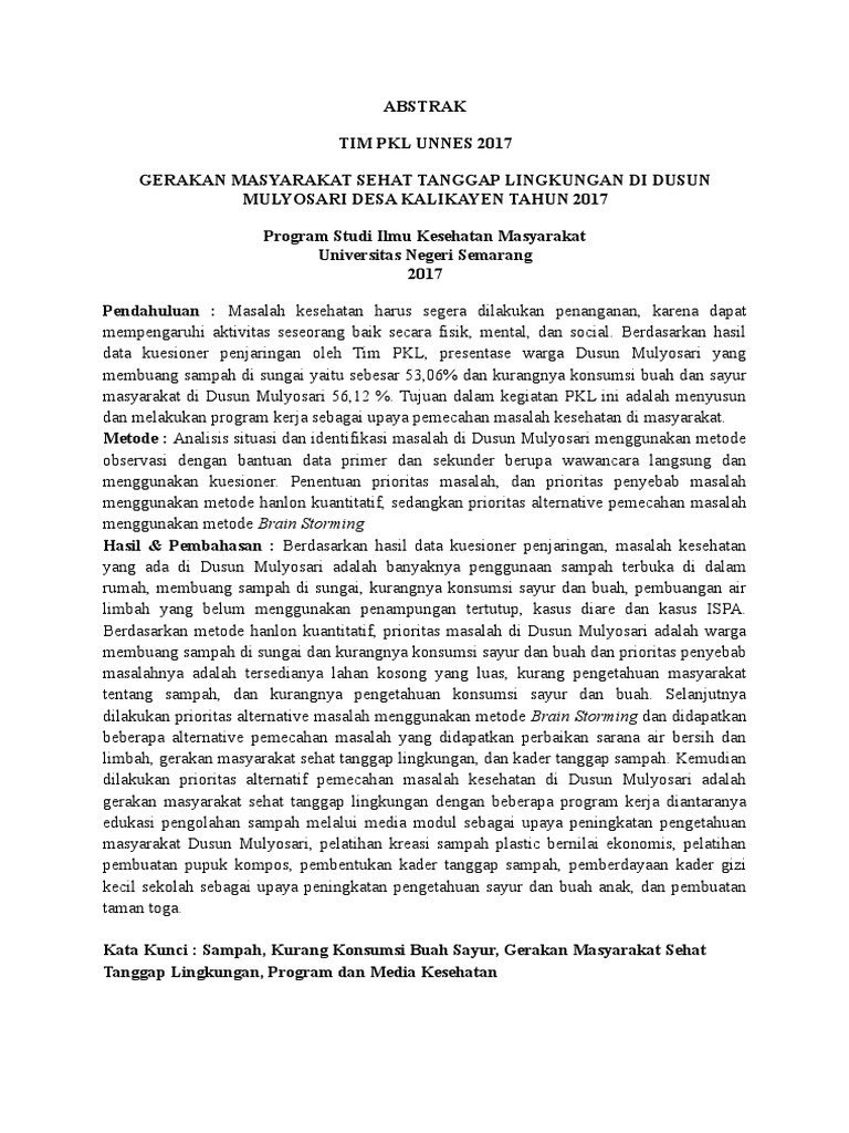 Abstrak Kesehatan Lingkungan