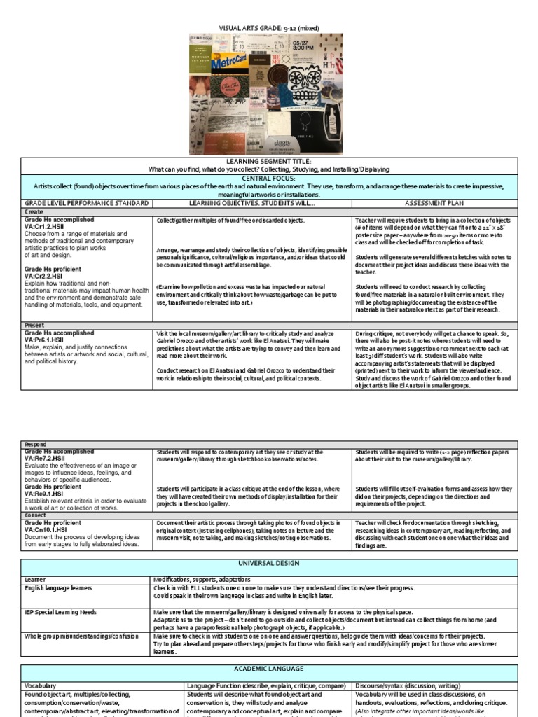 Contemporary Art Lesson Plan PDF Museum Works Of Art