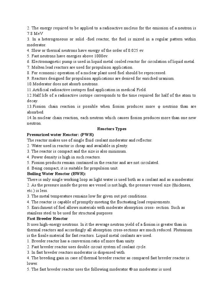 Reactors Types Pressurized Water Reactor: (PWR) | PDF | Nuclear Reactor ...