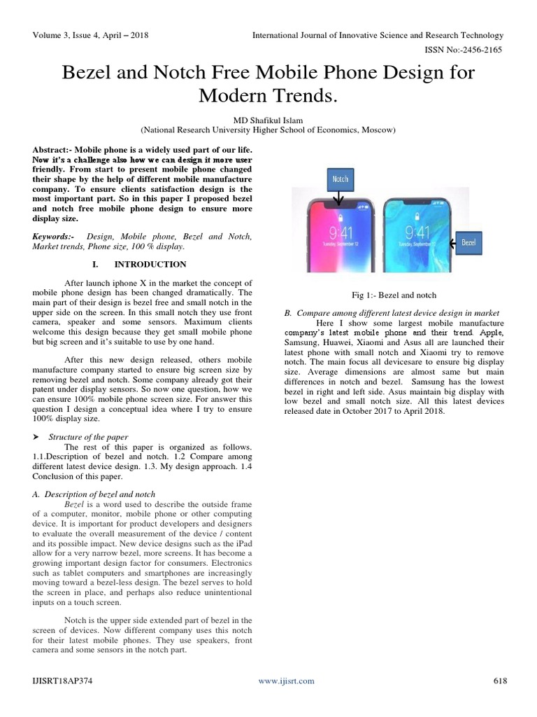 Bezel and Notch Free Mobile Phone Design For Modern Trends | PDF ...