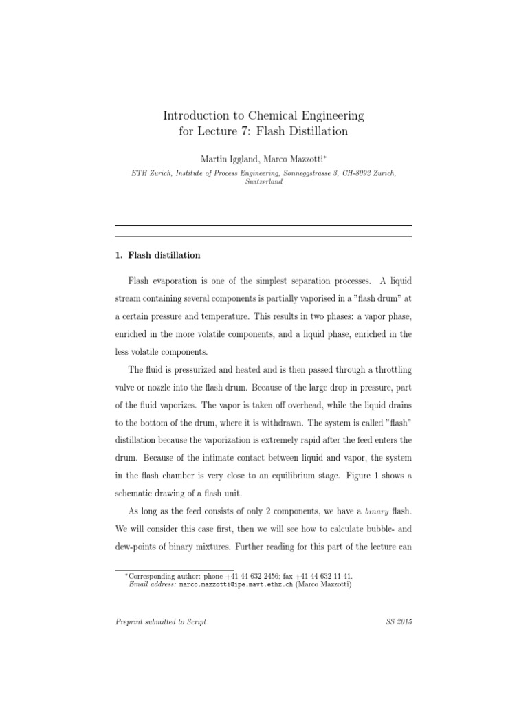 Lec7 Flash PDF | PDF | Phase (Matter) | Distillation
