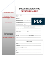 Dossier de Candidature-Formation Conception Sonore Interactive Pour Les Jeux Videos CNAM - ENJMIN - SACEM 2016