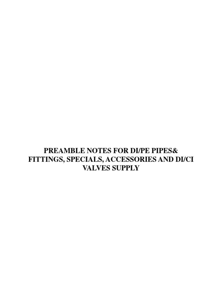 Preamble Notes for DI/PE Pipe Supply | PDF | Specification (Technical ...