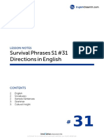 Survival Phrases S1 #31 Directions in English: Lesson Notes