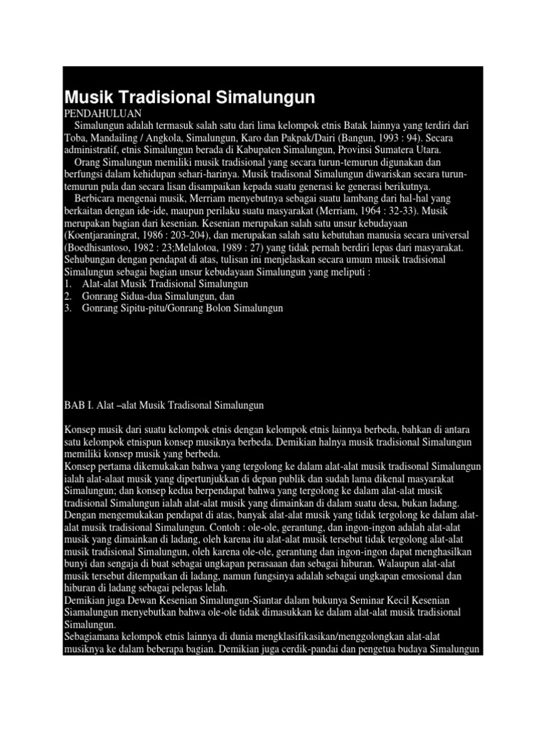 Musik Tradisional Simalungun | PDF