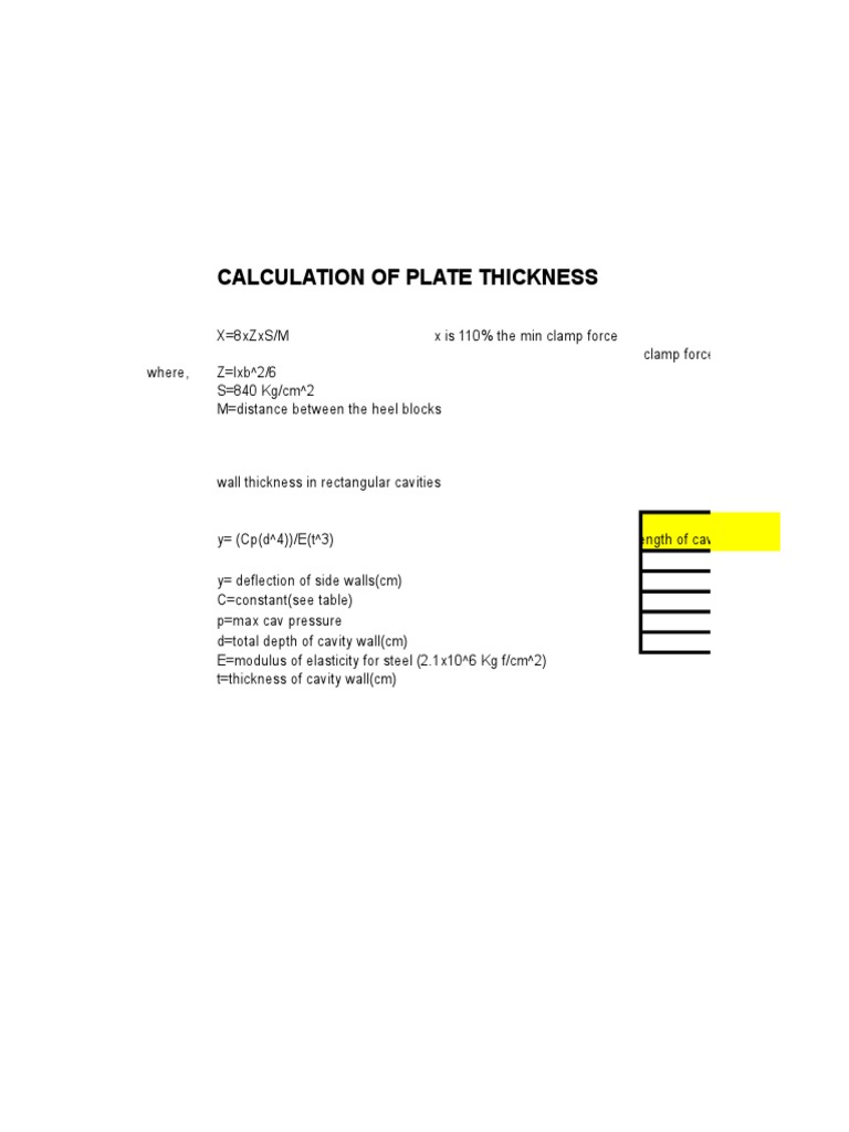 Calculation of Plate Thickness PDF