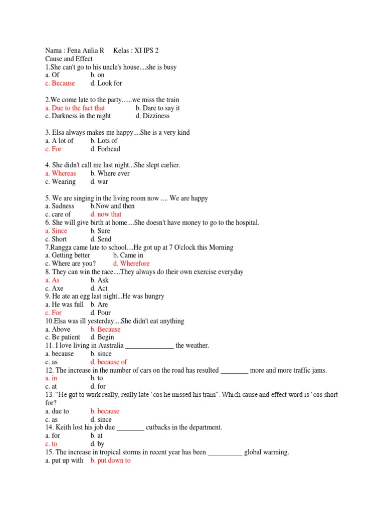 Contoh Cause And Effect Essay Sketsa