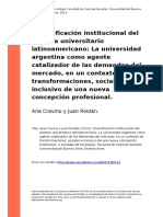 Ana Cravino y Juan Roldan (2013) - Diversificacion Institucional Del Sistema Universitario Latinoamericano La Universidad Argentina Como A (..)