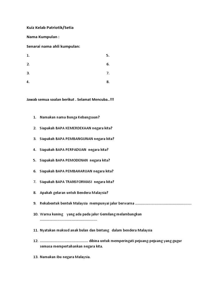 Kuiz Kelab Patriotik  PDF