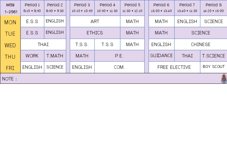 Weekly Class Schedule M39 | PDF | Language Arts & Discipline | Foreign ...