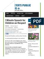 1 Minute Speech For Children On Respect - Bejoy Peter's Public Speaking ®