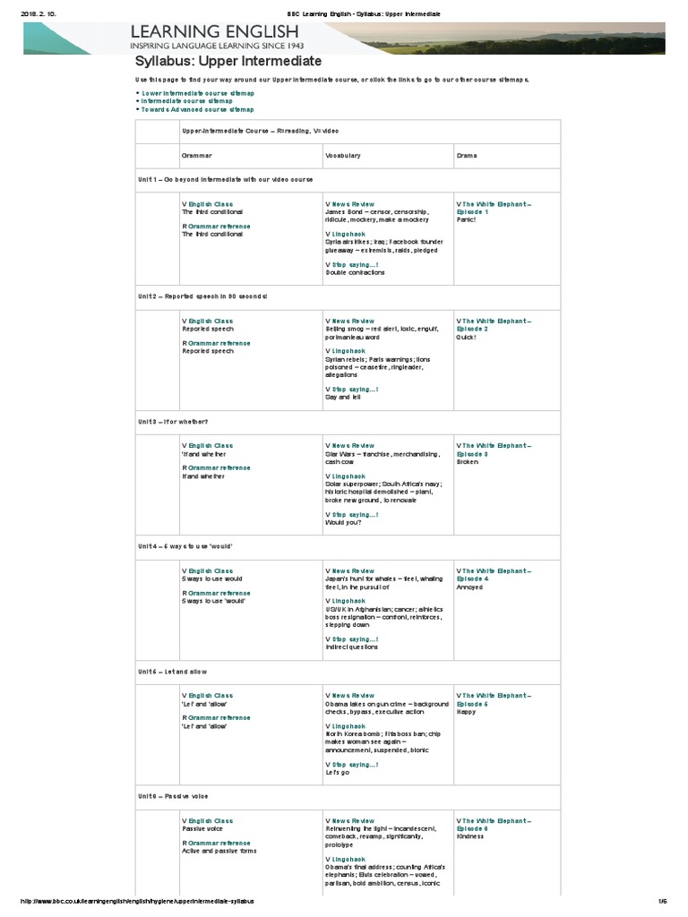 BBC Upper Intermediate English Syllabus | PDF | English Language ...