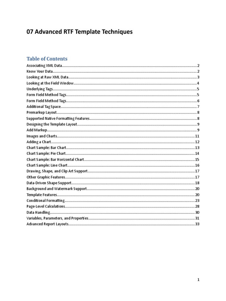 Advanced RTF Template Techniques | PDF | Page Layout | Xml