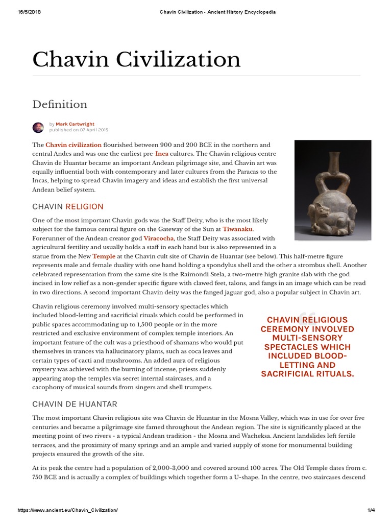 Chavin Civilization - Ancient History Encyclopedia | PDF | Deities
