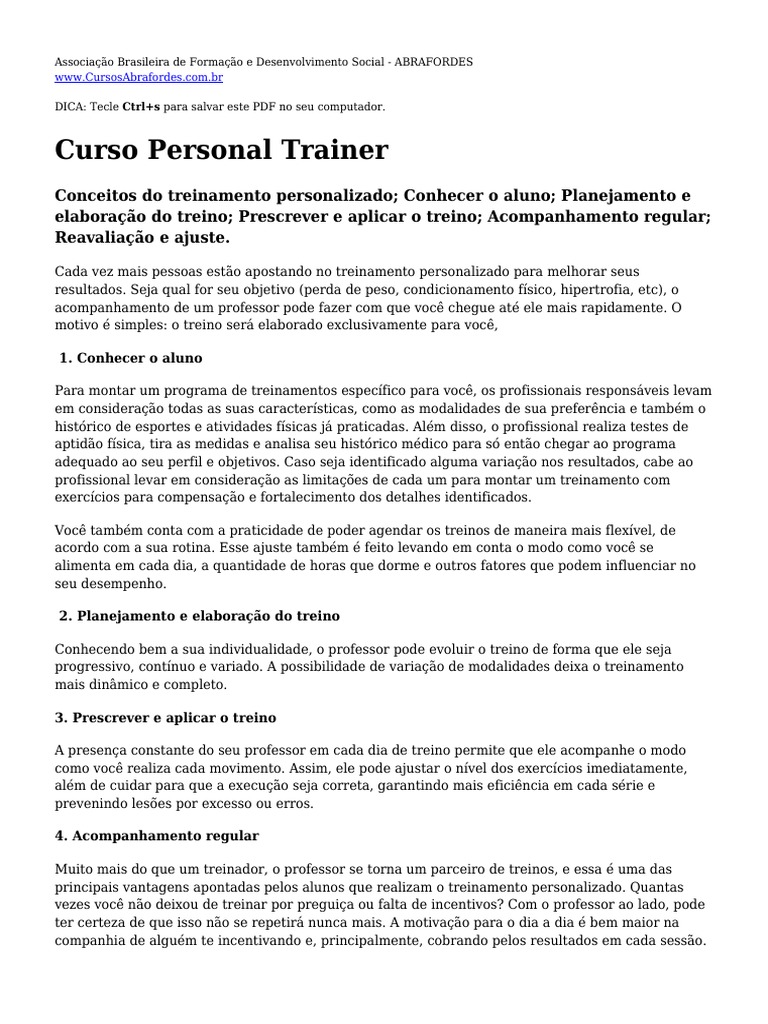 Mpdf Curso De Treinador Personal Trainer Pdf Hipertensão Estrogênio