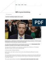 Facebook Privacy - MEPs To Press Zuckerberg