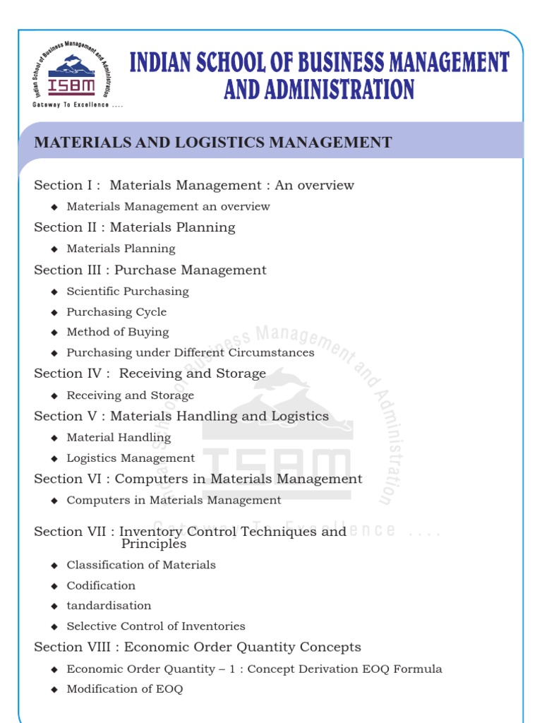 Materials and Logistics Management Guide | PDF