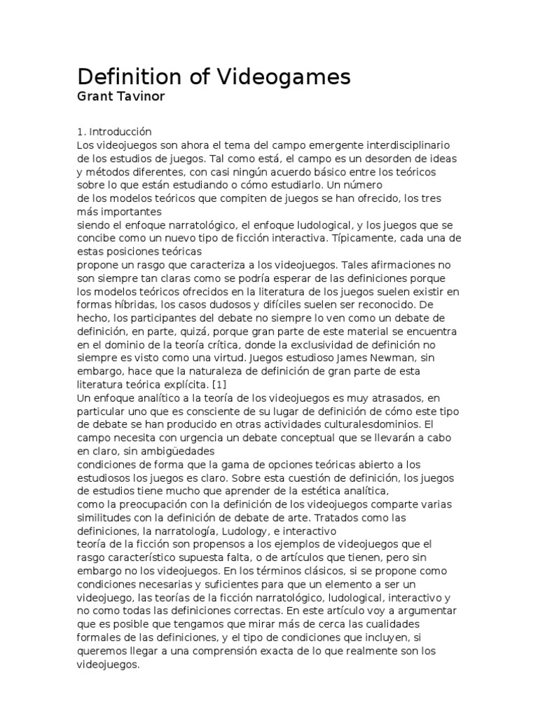 Definición de Videojuegos | PDF | Teoría | Videojuegos