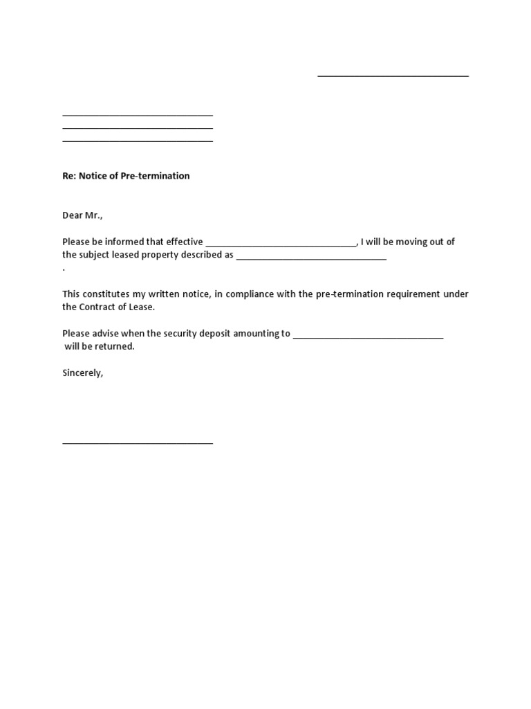 Pre Termination Notice | PDF